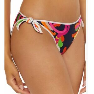 Trina Turk Reversible Side Tie Bikini Bottom Multicolor Stripe Paisley Sz 14 $88